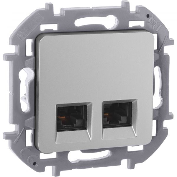 Розетка компьютерная двойная RJ45 категория 5Е UTP алюминий INSPIRIA