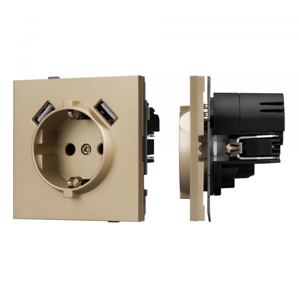Механизм розетки с USB зарядкой SCT-TENDO-MUAA-SFPL-GD 230V, 16A, Золото светлое, 1 пост
