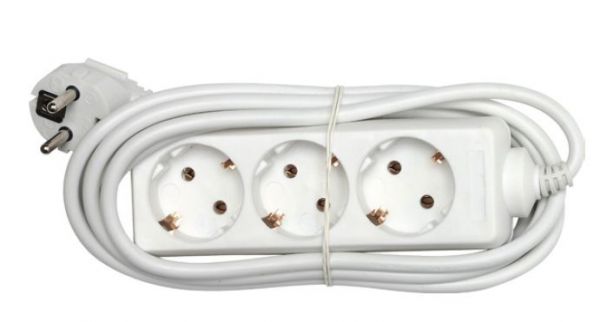 Удлинитель бытовой 3 розетки шнур 5м с заземлением 16А ПВС 3 розетки шнур 1