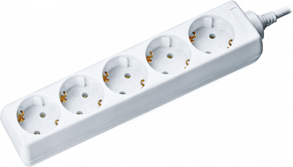 Удлинитель бытовой 5 розеток шнур 3м с заземлением 16А ПВС 3х1