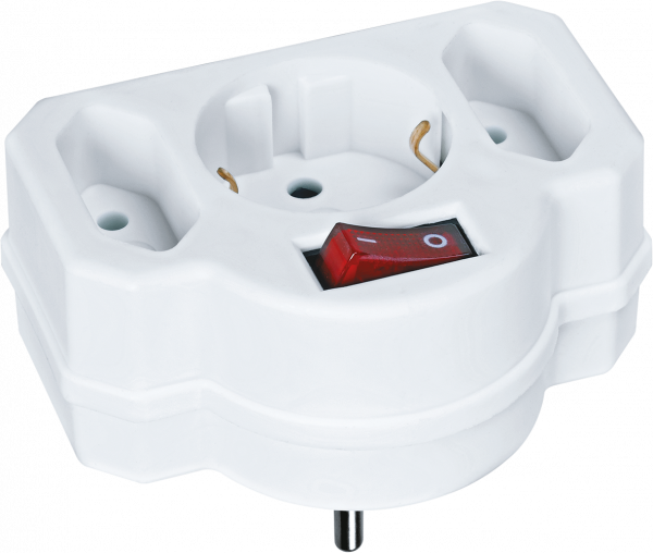 Разветвитель 94 698 NAD-3-R2F-WH 3 гнезда в ряд 1 гнездо с заземлением 2 гнезда без заземления