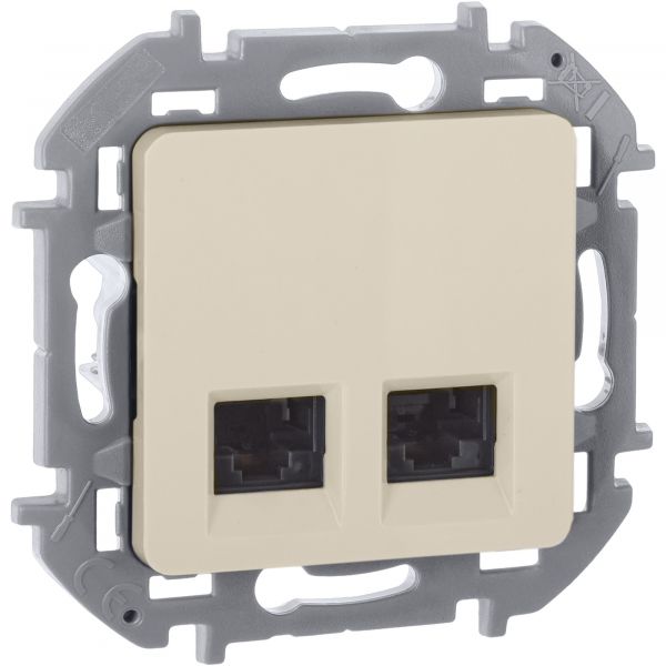 Розетка компьютерная двойная RJ45 категория 6 UTP слоновая кость INSPIRIA