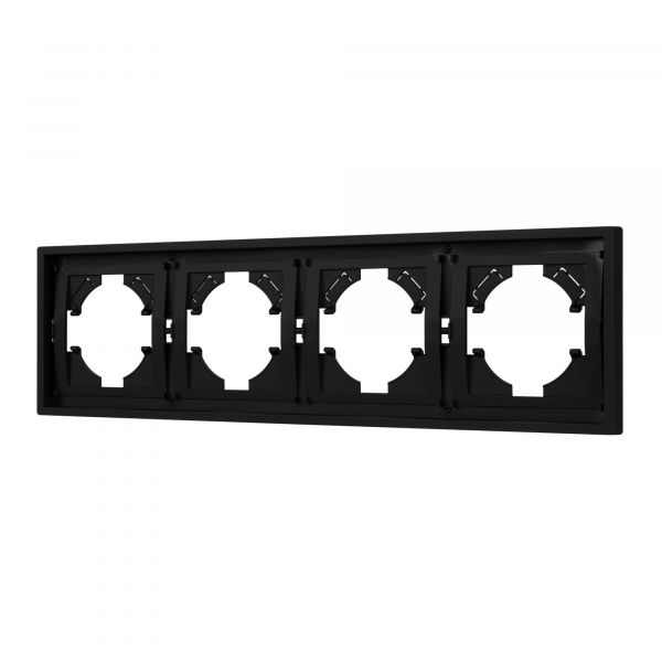 Рамка пластиковая FRM-TENDO-SFPL-4-BK, Чёрный, 4 поста