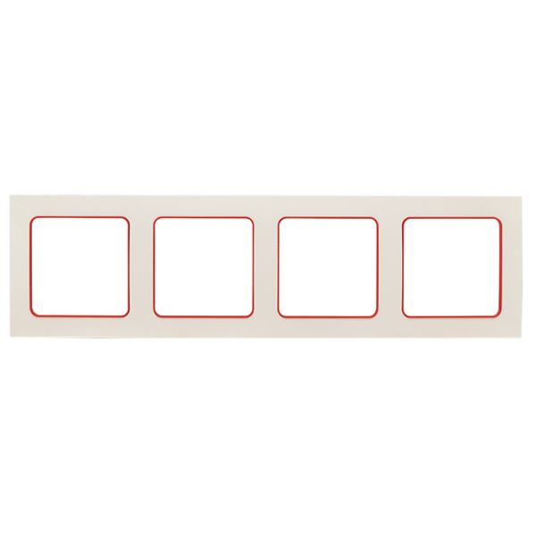 Стокгольм Рамка 4-местная белая с линией цвета красный