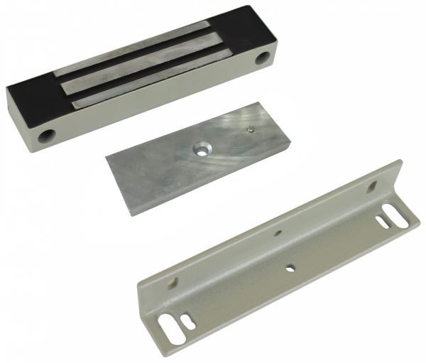 Замок электромагнитный ML-180K с уголком IP67 12В усилие 200 кг серый