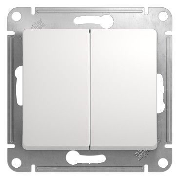 GLOSSA Переключатель двухклавишный в рамку белый схема 6
