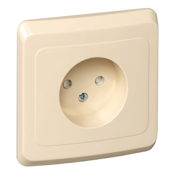 ЭТЮД Розетка скрытая без заземления со шторками бежевая