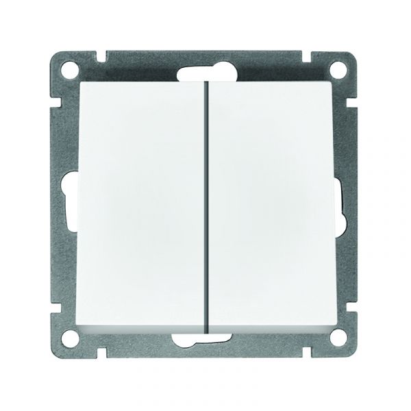 Выключатель двухклавишный UNIVersal серия Афина , с/у, 10А, 220В, механизм, белый (еврослот)