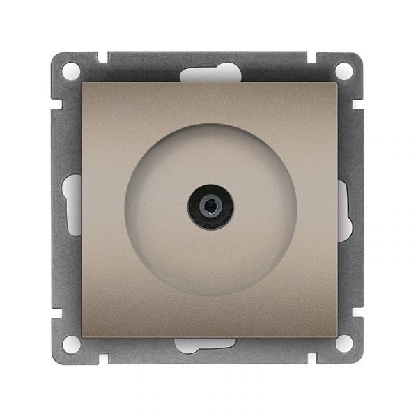 Розетка телевизионная одноместная Афина, с/у, тупиковая, 75Ом, ч/д 4-2400Мгц, шампань (еврослот)