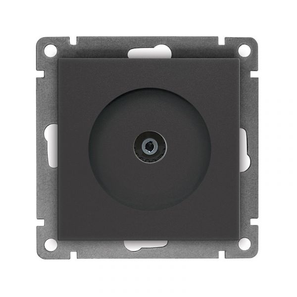 Розетка телевизионная одноместная Афина, с/у, тупиковая, 75Ом, ч/д 4-2400Мгц, графит (еврослот)