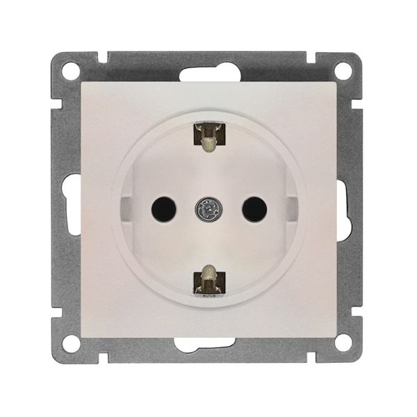 Розетка одноместная UNIVersal серия Афинас/з, с/у, 16А, 220В, жемчуг (еврослот), механизм
