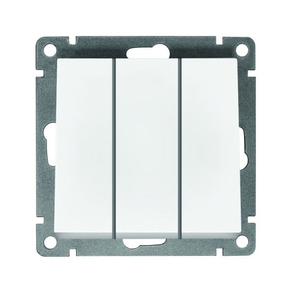 Выключатель трехклавишный UNIVersal серия Афина, с/у, 10А, 220В, механизм, белый (еврослот)