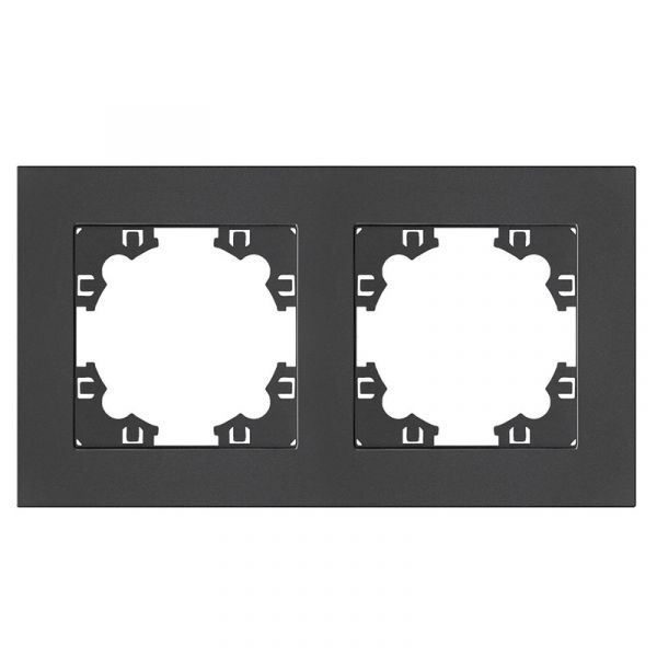 Рамка двухместная горизонтальная Афина графит (еврослот)