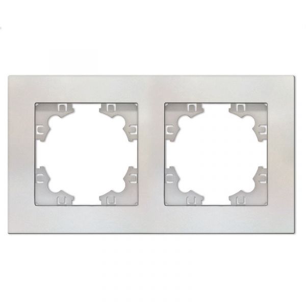 Рамка двухместная горизонтальная Афина жемчуг (еврослот)