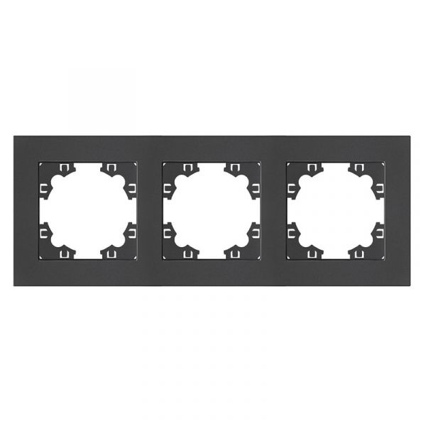 Рамка трехместная горизонтальная Афина графит (еврослот)