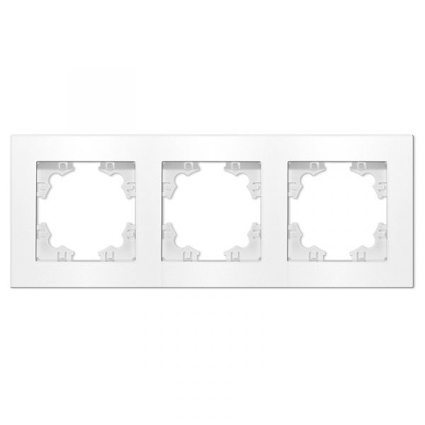 Рамка трехместная горизонтальная Афина белая (еврослот)