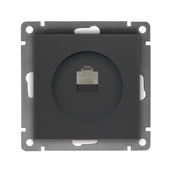 Розетка компьютерная одноместная UNIVersal серия Афина с/у, 1А, RJ45, графит (еврослот), механизм