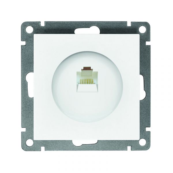 Розетка компьютерная одноместная UNIVersal серия Афина, с/у, 1А, RJ45, белая (еврослот), механизм