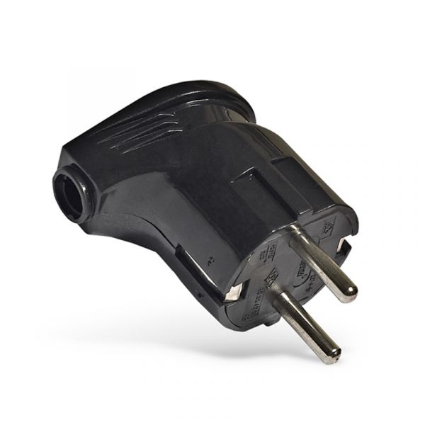 Вилка угловая с заземлением черная 16 А 250 В