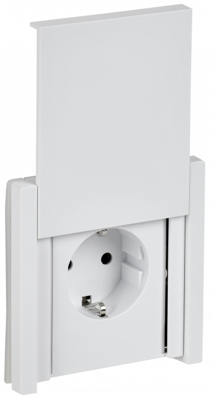 FORTE&PIANO Розетка 1-местная с заземлением с защитными шторками и крышкой винтовое крепление 16А IP44 FP221 белый IEK