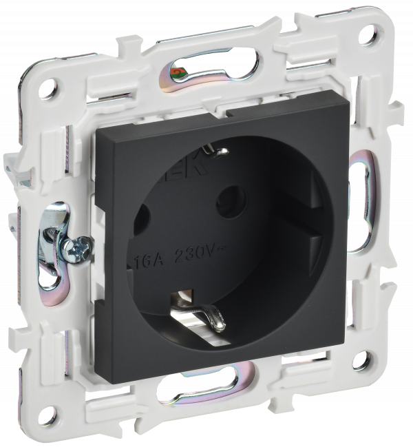 SKANDY Розетка с заземлением с защитными шторками 16А SK-R04G графит IEK