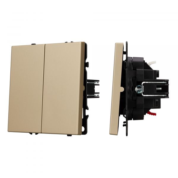 Механизм выключателя двухклавишный проходной SWT-NOBE-MKP2-SFPL-GD 230V, 10A, Золото светлое, 1 пост