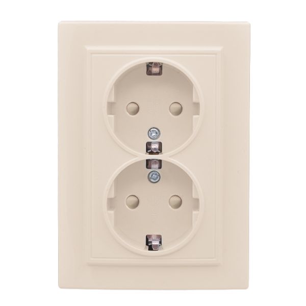 Розетка двухместная СП с заземлением 16А бежевый с защитными шторками Минск
