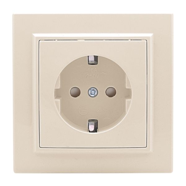 Розетка одноместная СП с заземлением 16А бежевый с защитными шторками Минск