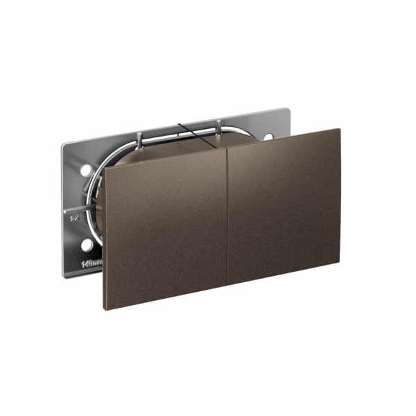 Розетка ATLASDESIGN двойная с заземлением со шторками сдвижная крышка 16А в сборе мокко