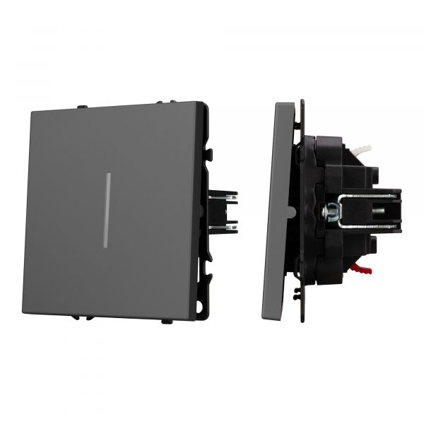 Механизм выключателя одноклавишный непроходной LED SWT-NOBE-MK01-SFPL-L-GR 230V, 10A, Серый, 1 пост