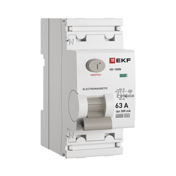 Выключатель дифференциального тока ВД-100N 2P 63А 300мА тип A эл-мех 6кА PROXIMA