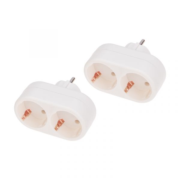 Набор двойников электрических 16 А вертикальные с заземлением, белый 2 шт/уп