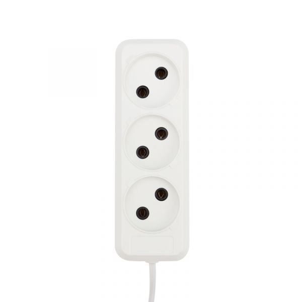 Удлинитель 3 гнезда, 1.5 м, 2х0.75 мм, б/з, белый