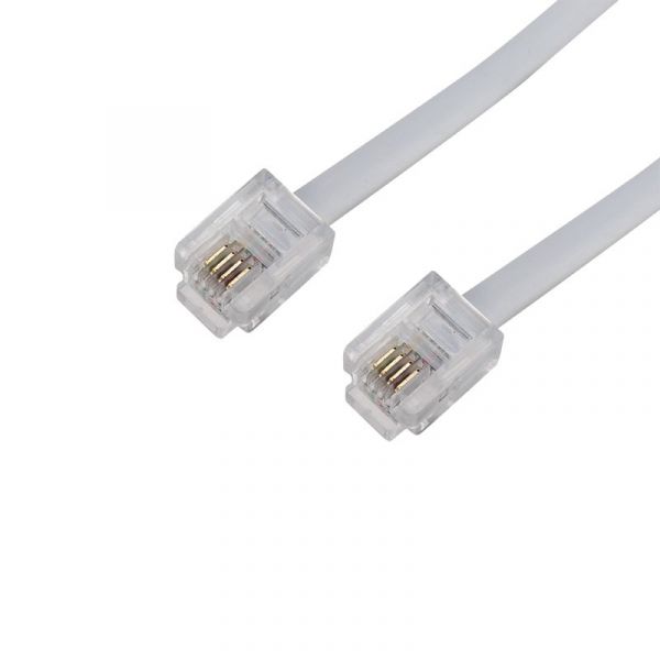 Шнур телефонный, удлинитель RJ-11 6P-4C, 15 м, белый