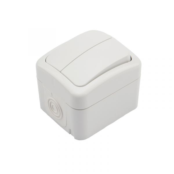 Выключатель двухклавишный Mini OG IP54, о/у, белый