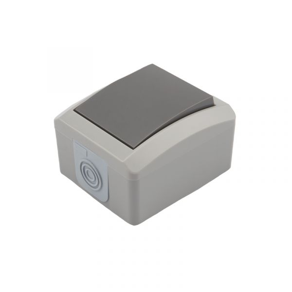 Выключатель одноклавишный INDUSTRIAL IP54, о/у, серый