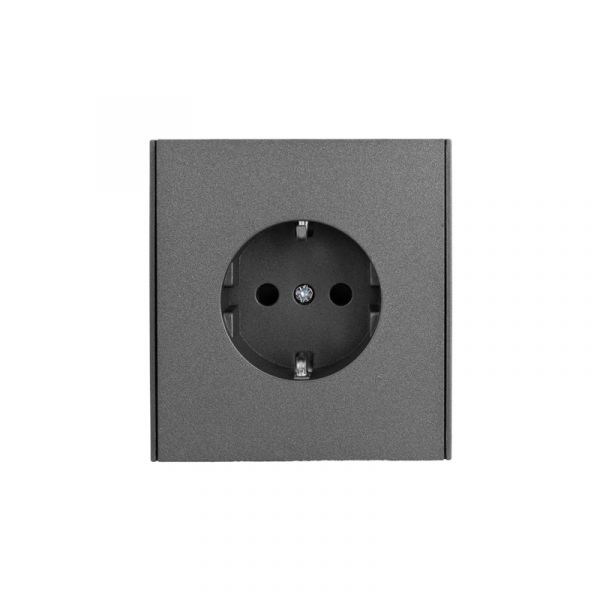Розетка STRONG 1-ая с заземлением скрытой установки, со шторками 16А механизм графит