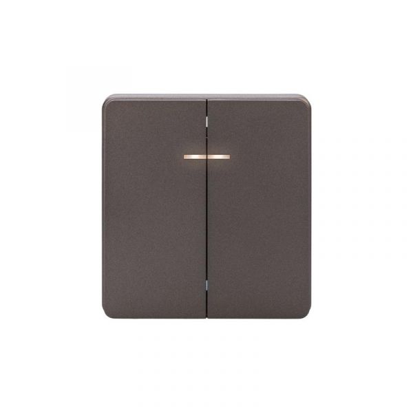 Выключатель ROUND двухклавишный с подсветкой 10А скрытой установки механизм титан