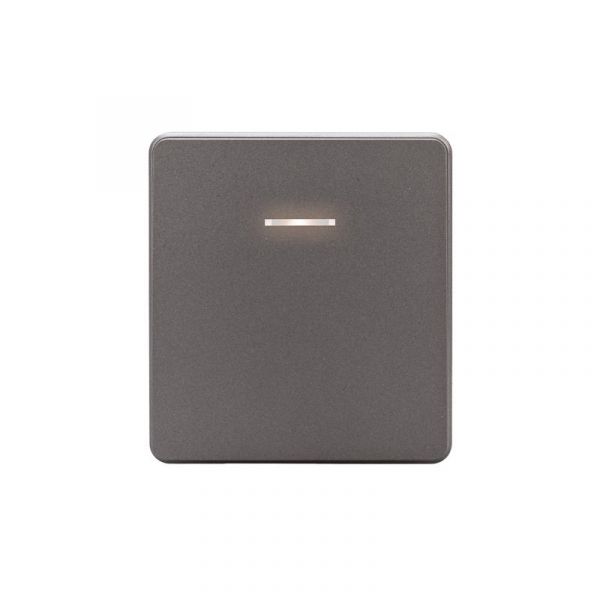 Выключатель ROUND одноклавишный проходной (переключатель) с подсветкой 10А скрытой установки механизм титан