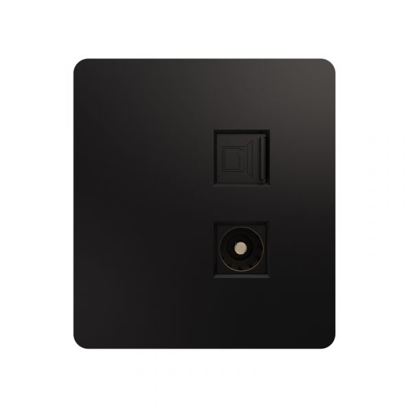 Розетка ROUND компьютерная RJ45 кат6 + TV скрытой установки механизм оникс