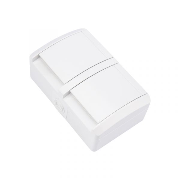 Блок горизонтальный 2 розетки INDUSTRIAL IP54 с заземлением, о/у, белый