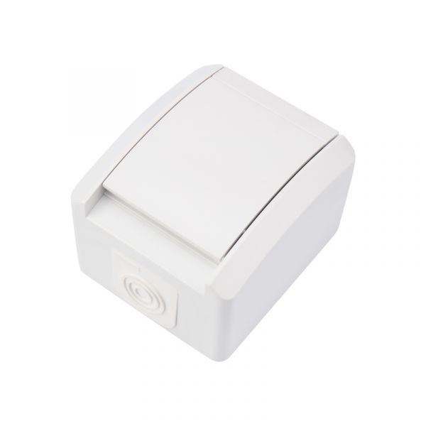 Розетка одноместная (керамика) INDUSTRIAL IP54 с заземлением, о/у, белая