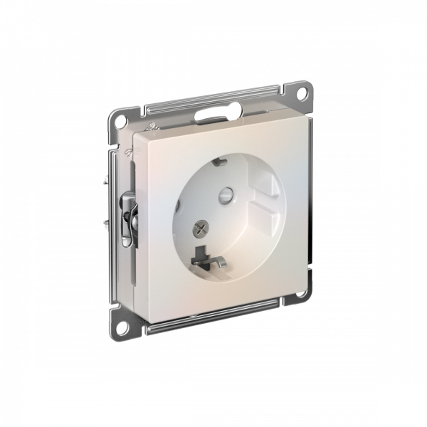 Розетка ATLASDESIGN с заземлением со шторками 16А механизм жемчуг
