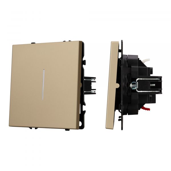 Механизм выключателя одноклавишный проходной LED SWT-NOBE-MKP1-SFPL-L-GD 230V, 10A, Золото светлое, 1 пост