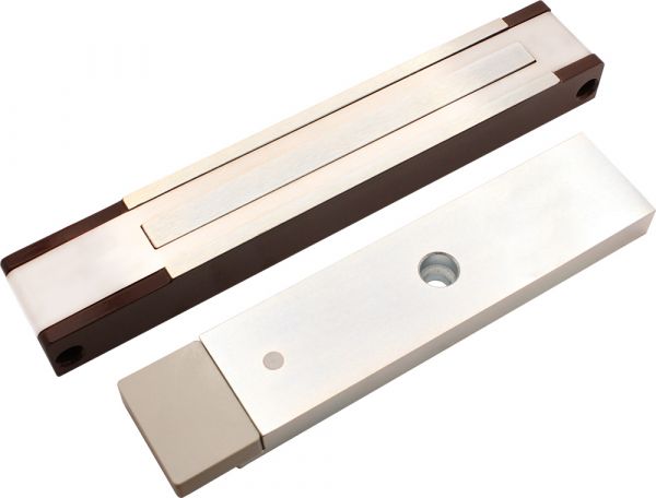 Замок электромагнитный ALM-300P-12V, усилие удержания якоря 250 – 300 кгс, с датчиком состояния двери, коричневый