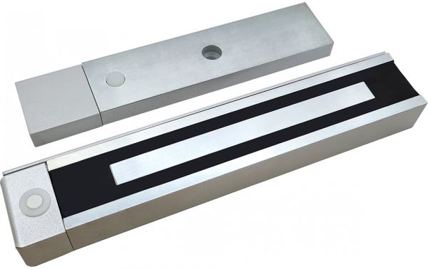 Замок электромагнитный ALM-350FB-G-12/24V, усилие удержания якоря 350 кгс, серый