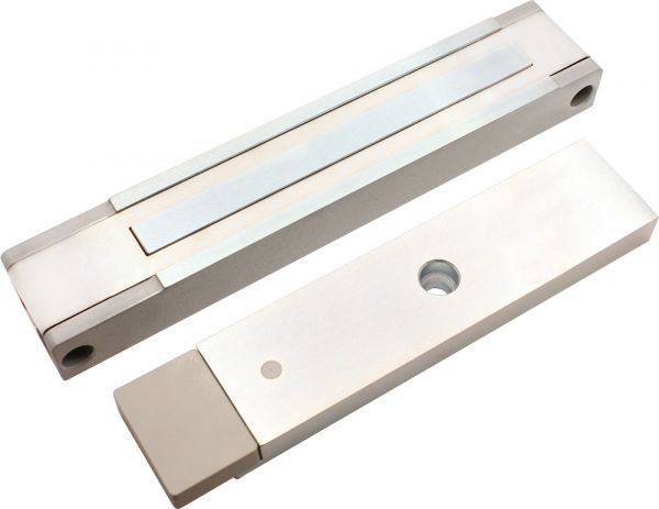 Замок электромагнитный ALM-400P-24V, усилие удержания якоря 380 – 400 кгс, с датчиком состояния двери, серый