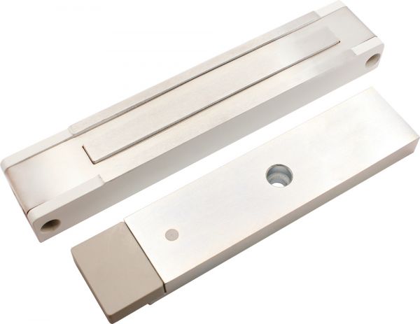 Замок электромагнитный ALM-400P-24V, усилие удержания якоря 380 – 400 кгс, с датчиком состояния двери, белый