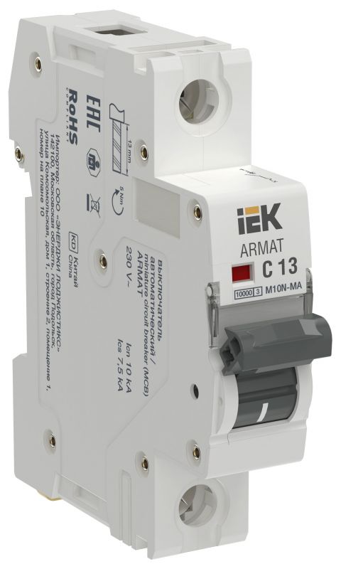 Выключатель автоматический без теплового расцепителя M10N-MA 1P C 13А