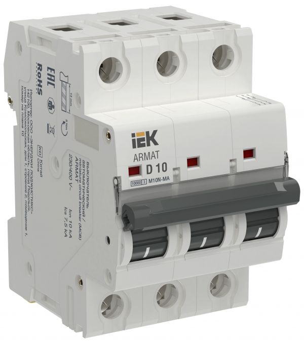 Выключатель автоматический без теплового расцепителя M10N-MA 3P D 10А
